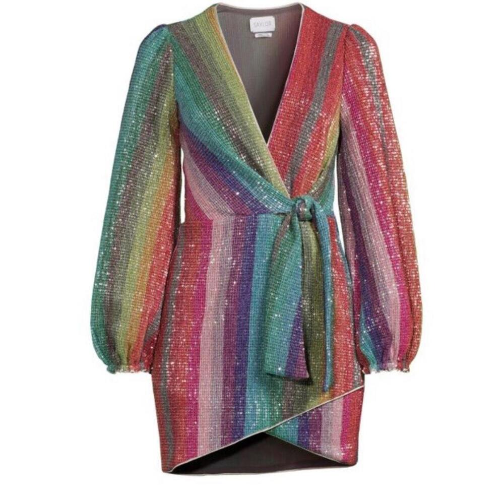 SAYLOR | Saylor Debbie Shimmer Faux Wrap Dress size XS